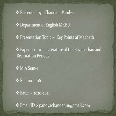 Key Points of Macbeth