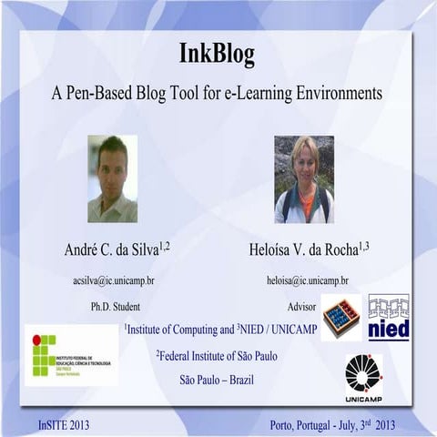 InkBlog: A Pen-Based Blog Tool for e-Learning Environments