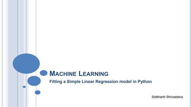 Machine Learning - Simple Linear Regression | PPT