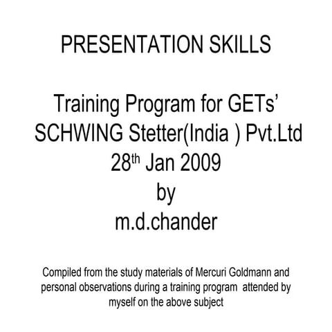 Presentation skills   m d chander
