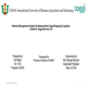 Network Management System for Bashundhara Toggi Shipping & Logistics Limited ...