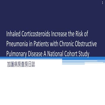 Inhaled Corticosteroids Increase the Risk of Pneumonia in Patients with Chron...