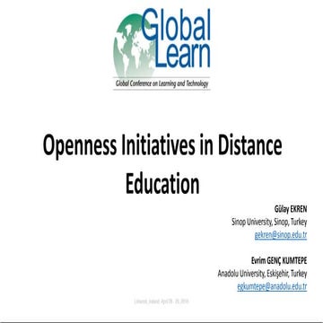Openness Initiatives in Distance Education