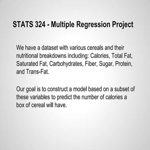 Statistical Modeling - Cereal Data Project  