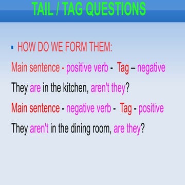 Presentation Tag Questions.pptx to practice grammar | PPTX