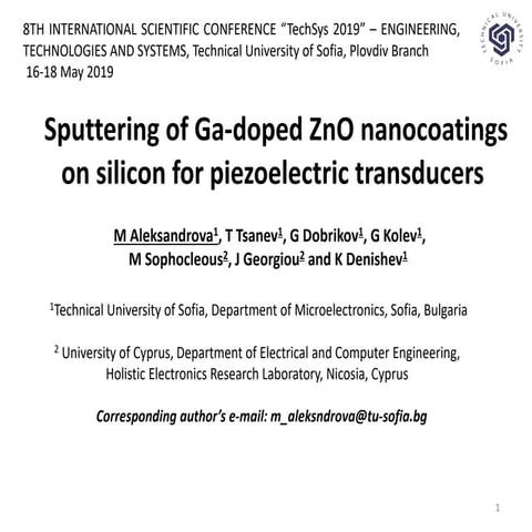 Sputtering of Ga-doped ZnO nanocoatings on silicon for piezoelectric transducers