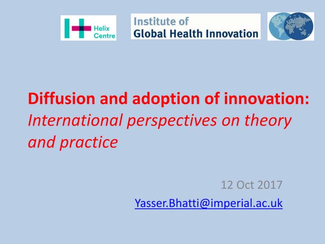 Diffusion and adoption of innovation: International perspectives on theory an...