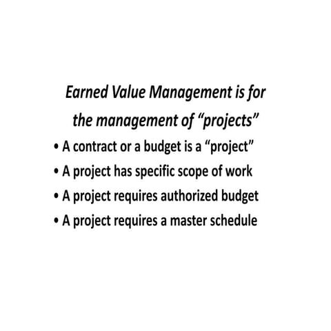 Presentation Relating to Earned Value