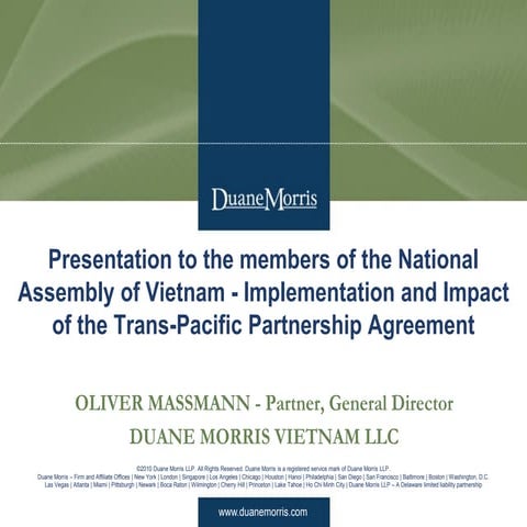 Lawyer in Vietnam Oliver Massmann presenting to the Members of the National A...