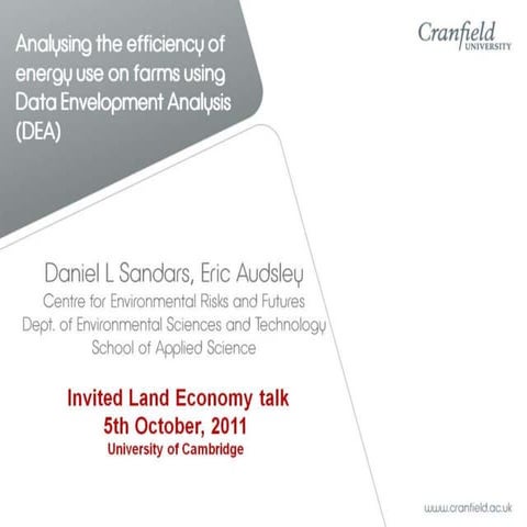 Analysing the efficiency of energy use on farms using Data Envelopment Analys...