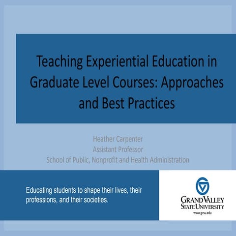 Teaching Experiential Education in Graduate Level Courses