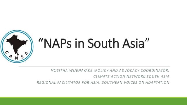 NAPs in South Asia 