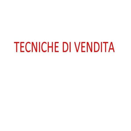 Tecniche di vendita