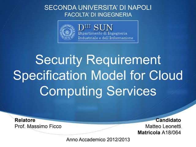 Security Requirement Specification Model for Cloud Computing Services