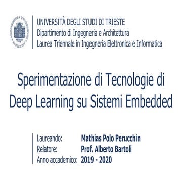 Sperimentazione di Tecnologie di Deep Learning su Sistemi Embedded | PPT