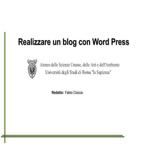 Presentazione Blog Università la Sapienza