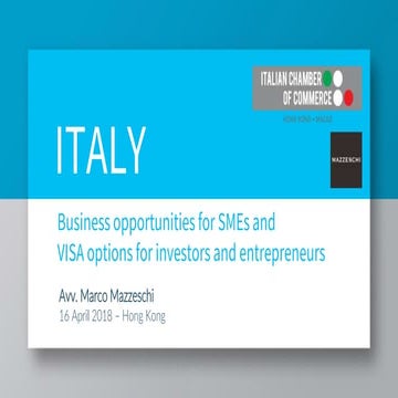 Italy - Business opportunities for Chinese SMEs and investors