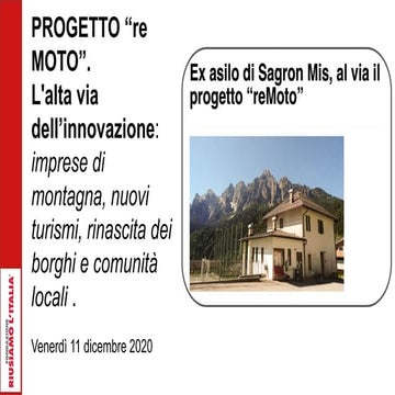 11 e 2 dic. 2020. La rinascita dei borghi e delle comunità locali.