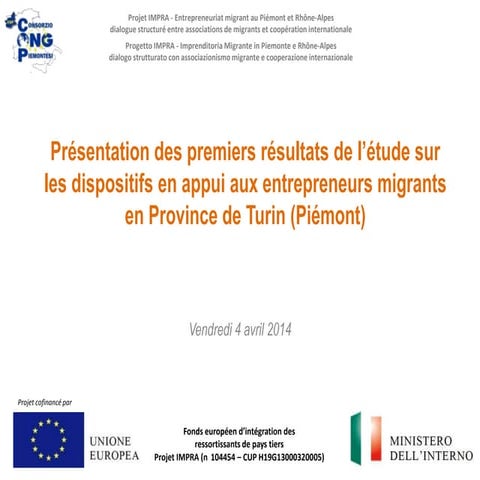 Presentazione 3 S. Pettorruso (COP) Les dispositifs d'appui aux entrepreneurs migrants en Province de Turin