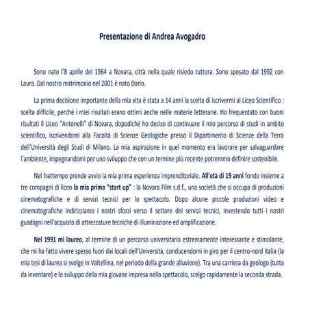 Presentazione andrea avogadro