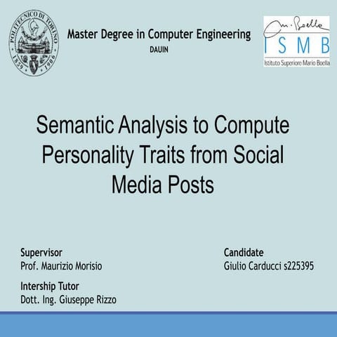 Semantic Analysis to Compute Personality Traits from Social Media Posts