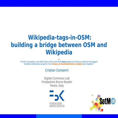 Wikipedia-tags-in-OSM: building a bridge between OSM and Wikipedia