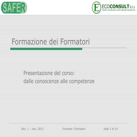 Corso formare i formatori per la salute e la sicurezza nei luoghi di ...