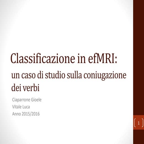 Classificazione in efMRI: Un caso di studio sulla coniugazione dei verbi