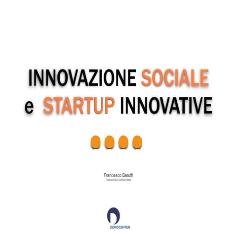 Innovazione Sociale e Startup Innovative