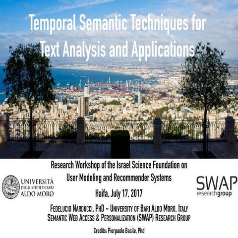 Temporal Semantic Techniques for Text Analysis and Applications