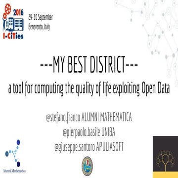 I-Cities 2016 | My Best District