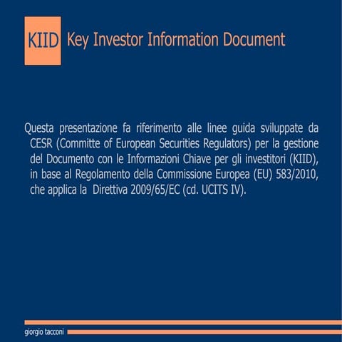 Presentazione KIID Key Information Investor Document | PPT