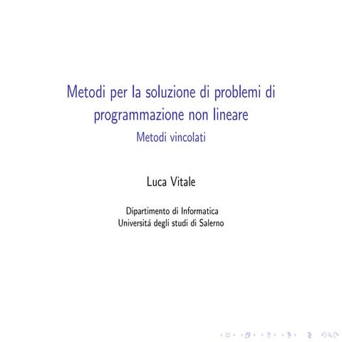 Metodi per la soluzione di problemi di programmazione non lineare