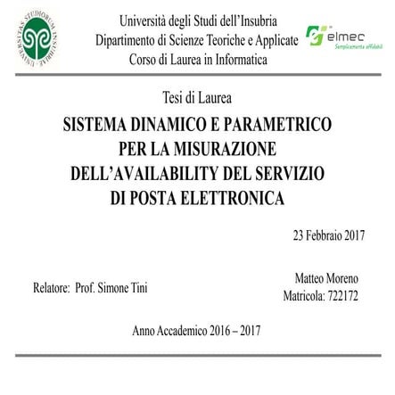 Service Availability - Tesi di Laurea Moreno Matteo