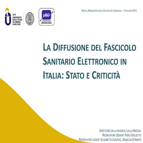 La Diffusione del Fascicolo Sanitario Elettronico in Italia: Stato e Criticità
