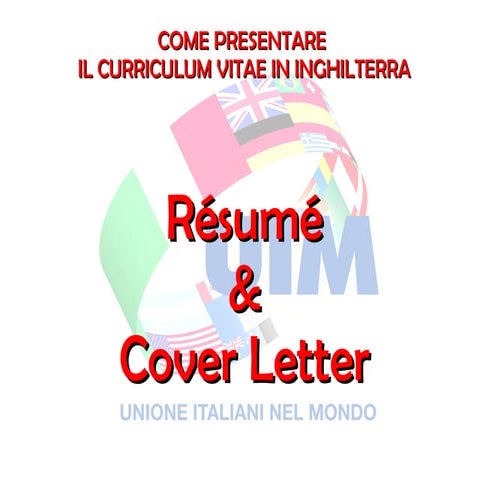 Lavorare in Inghilterra - Resume and Cover Letter 