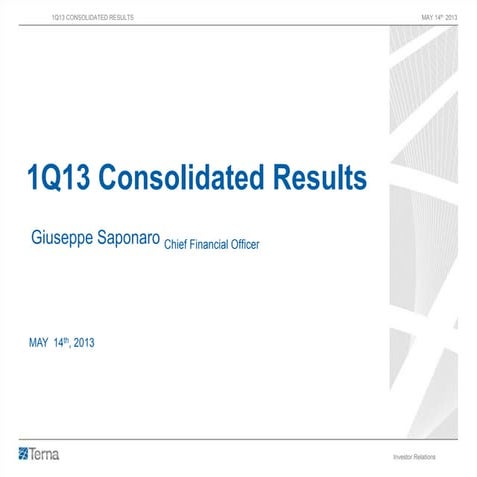 1Q 2013 Consolidated Results (May 14, 2013) 