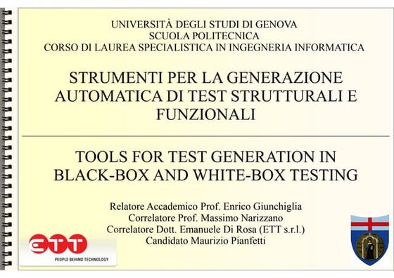 Presentazione della Tesi di Laurea Specialistica : STRUMENTI PER LA GENERAZIO...