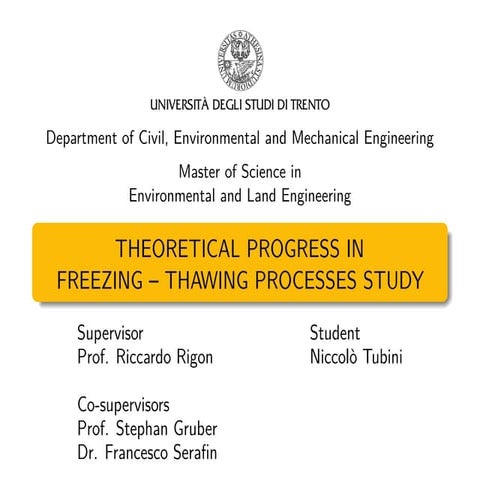 Master thesis presentation  by  Niccolò Tubini