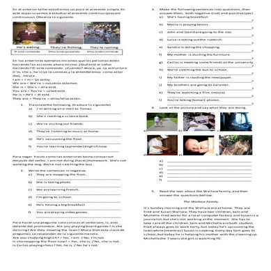 Present continuous: Taller