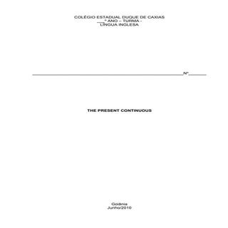 trabalho sobre Present Continuous 