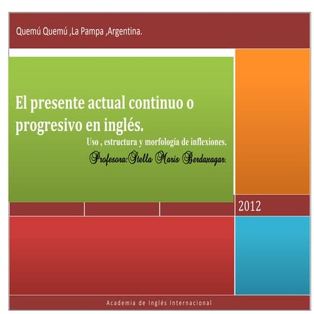 Present continuous, progressive o dynamic.Guía en español.