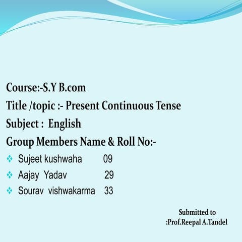 Present continuous tense pptx