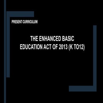 THE ENHANCED  BASIC EDUCATION ACT OF 2013 (K TO 12)