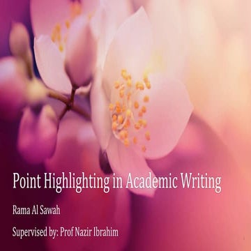 Point Highlighting in Academic Writing - Rama Al Sawah