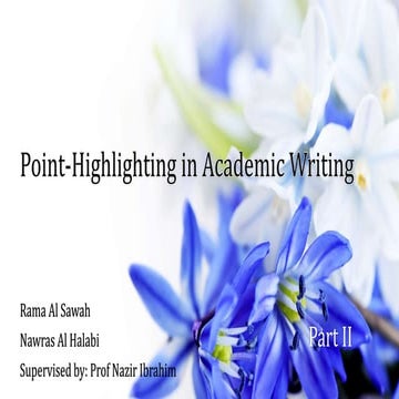 Point Highlighting in Academic Writing Part II - Rama Al Sawah