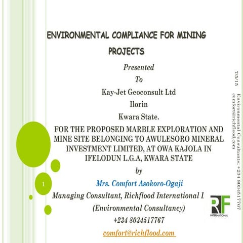 Presentation to Richflood Client on EIA Requirements