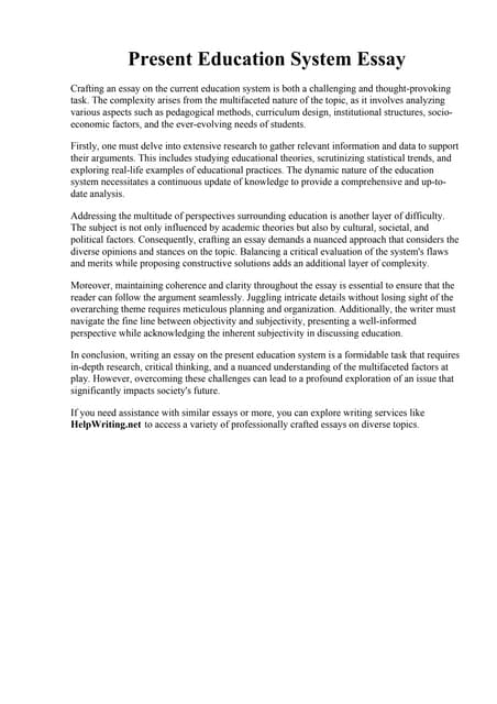 The Tight Curriculum Of Our Education System Essay Present Education System Essay | PDF
