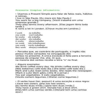 Presente simples afirmativo