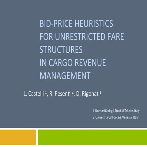 EWGT 2013 - Bid Price heuristics for unrestricted fare structures in cargo revenue management